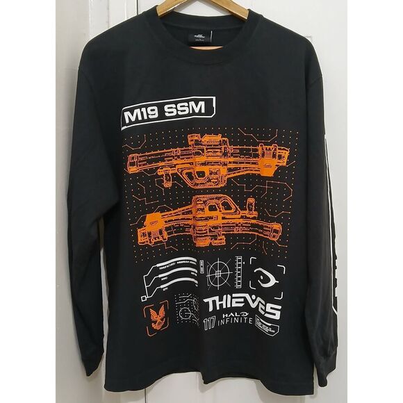 100 thieves mens large longsleeve graphic print m19 ssm tshirt black orange - Picture 1 of 7
